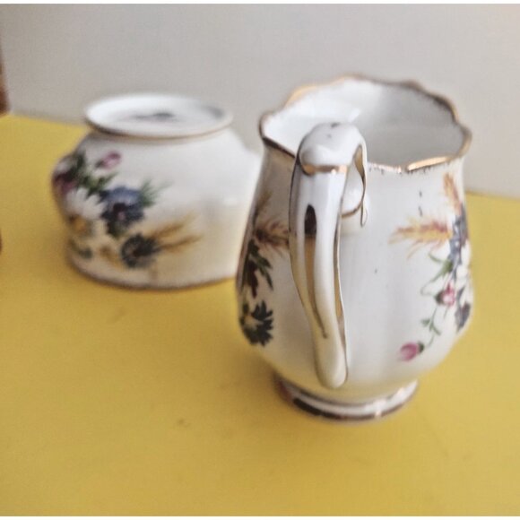 Vintage Royal Albert Creamer & Sugar Bowl Set Harvest Bouquet 1945 - Picture 15 of 16